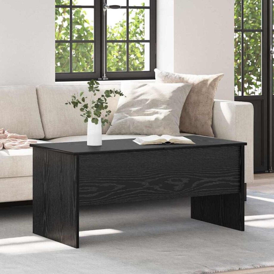 vidaXL Salontafel Zwart Eiken 102 x 50,5 x 46,5 cm Bewerkt hout afbeelding 1