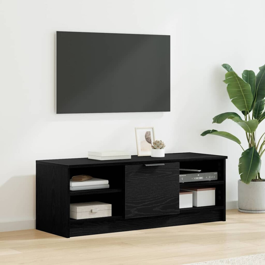 vidaXL TV-kast Zwart Eiken 102 x 35 x 36,5 cm Bewerkt hout afbeelding 1