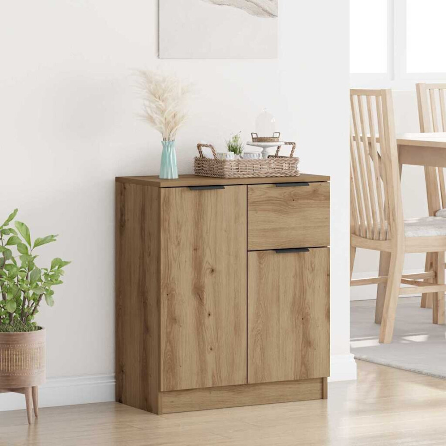 vidaXL Dressoir artisanaal eikenkleurig 60 x 30 x 70 cm Bewerkt hout vidaXL Dressoir artisanaal eikenkleurig 60 x 30 x 70 cm Bewerkt hout afbeelding 1