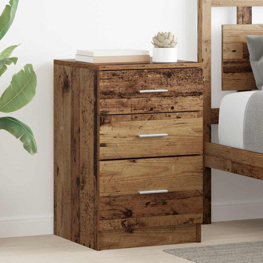 vidaXL Nachtkastje met lade Oudhout 40 x 40 x 63 cm Bewerkt hout vidaXL Nachtkastje met lade Oudhout 40 x 40 x 63 cm Bewerkt hout afbeelding 1