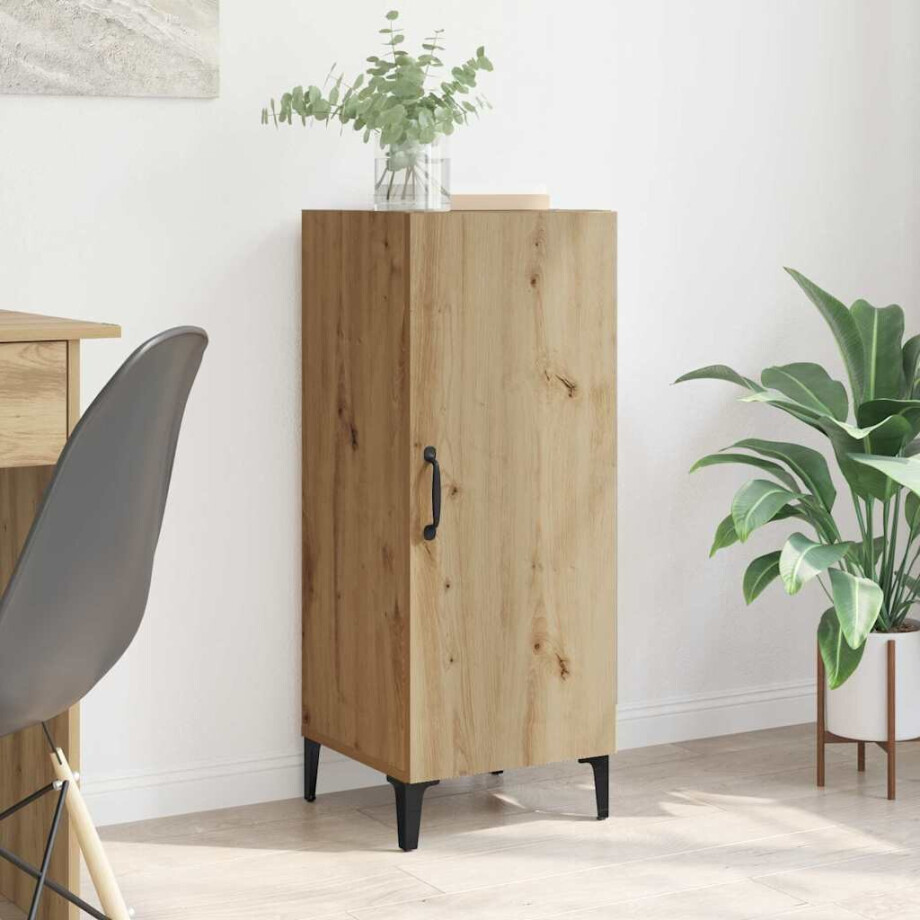vidaXL Dressoir Artisan Eiken 34,5 x 34 x 90 cm Bewerkt hout afbeelding 1