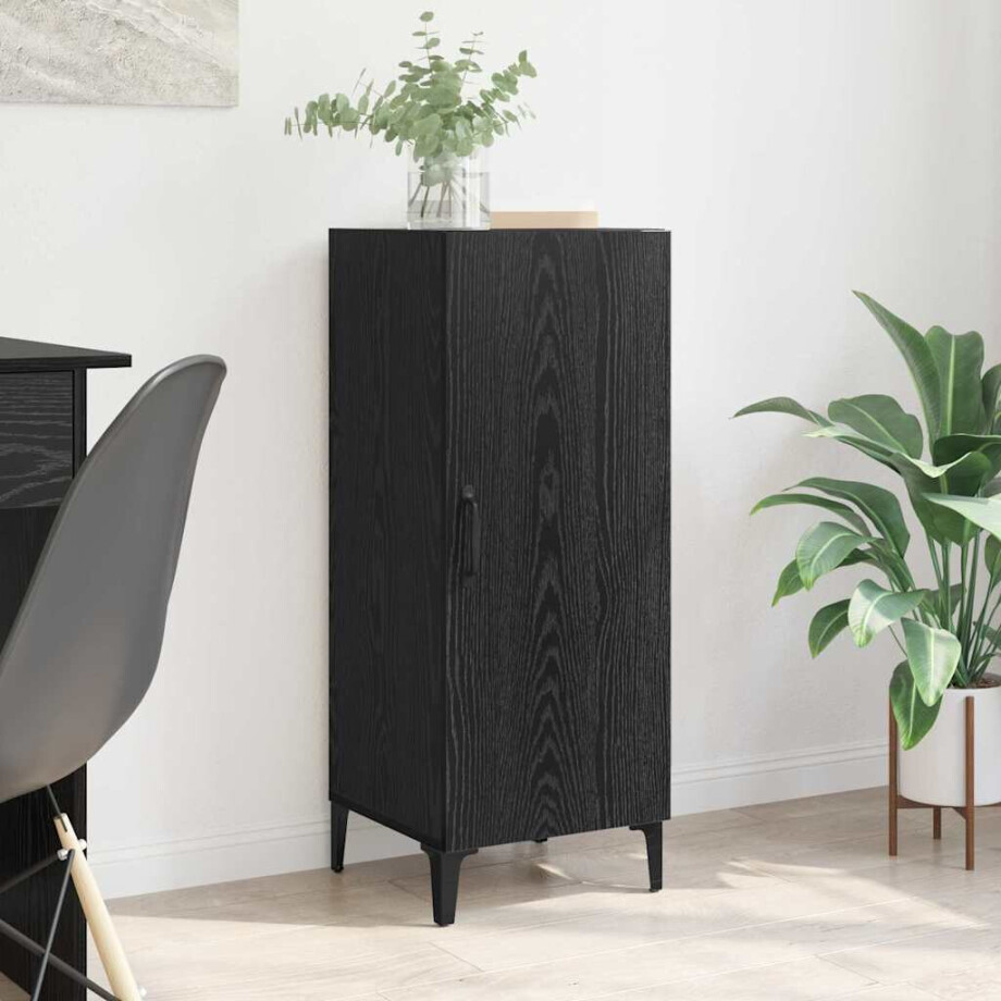 vidaXL Dressoir Zwart Eiken 34,5 x 34 x 90 cm Bewerkt hout vidaXL Dressoir Zwart Eiken 34,5 x 34 x 90 cm Bewerkt hout afbeelding 1