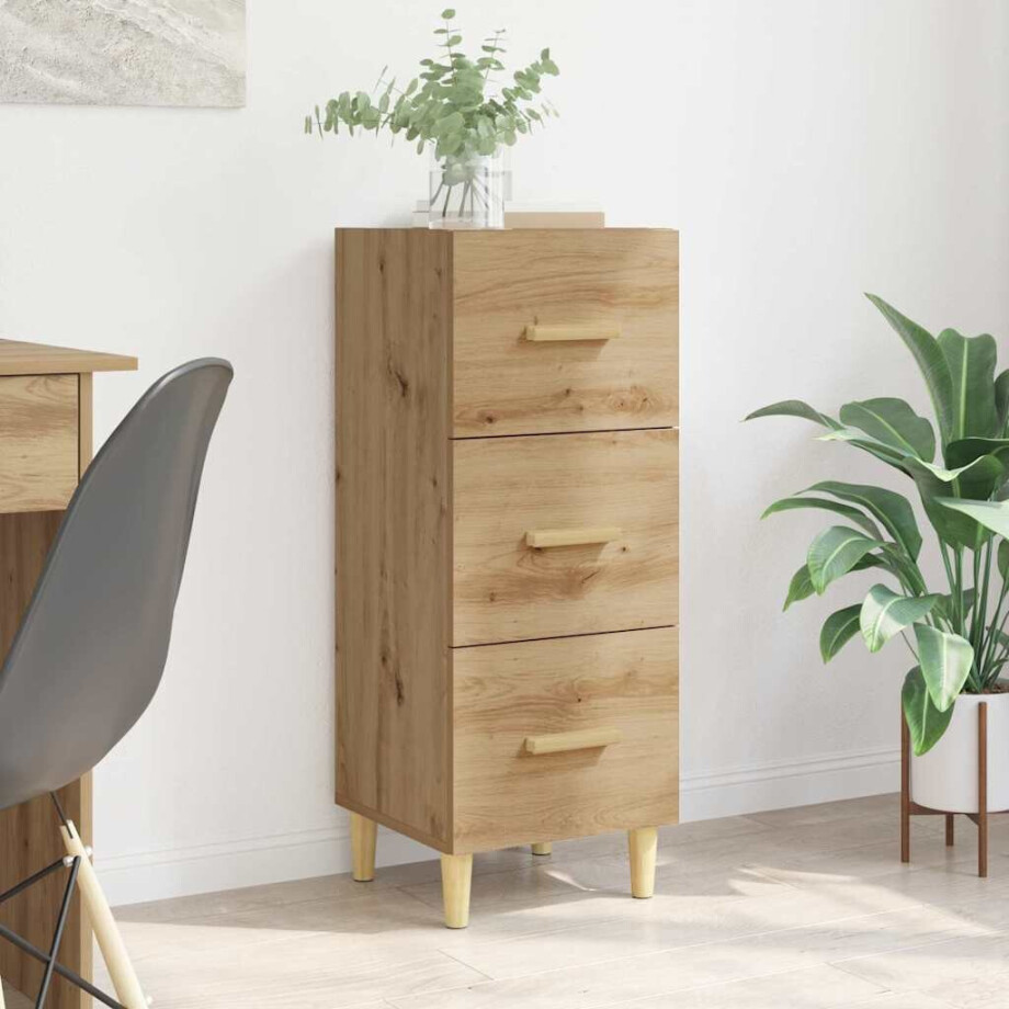 vidaXL Dressoir artisanaal eikenkleurig 34.5 x 34 x 90 cm Bewerkt hout afbeelding 1
