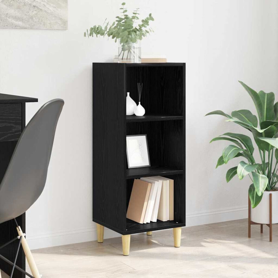 vidaXL Dressoir Zwart Eiken 34,5 x 32,5 x 90 cm Bewerkt hout vidaXL Dressoir Zwart Eiken 34,5 x 32,5 x 90 cm Bewerkt hout afbeelding 1
