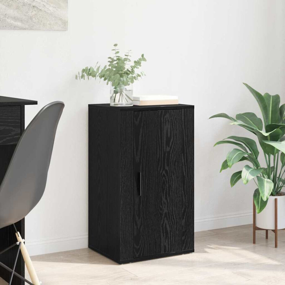 vidaXL Dressoir Zwart Eiken 40 x 33 x 70 cm Bewerkt hout vidaXL Dressoir Zwart Eiken 40 x 33 x 70 cm Bewerkt hout afbeelding 1