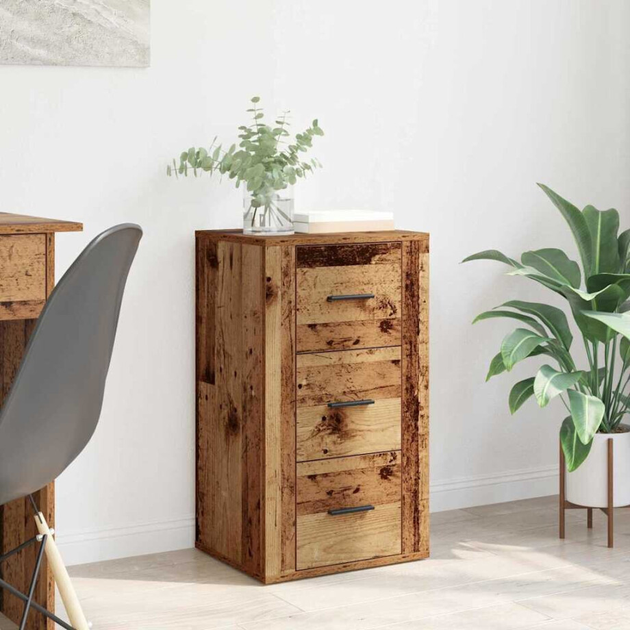 vidaXL Dressoir met lade Oudhout 40 x 33 x 70 cm Bewerkt hout vidaXL Dressoir met lade Oudhout 40 x 33 x 70 cm Bewerkt hout afbeelding 1