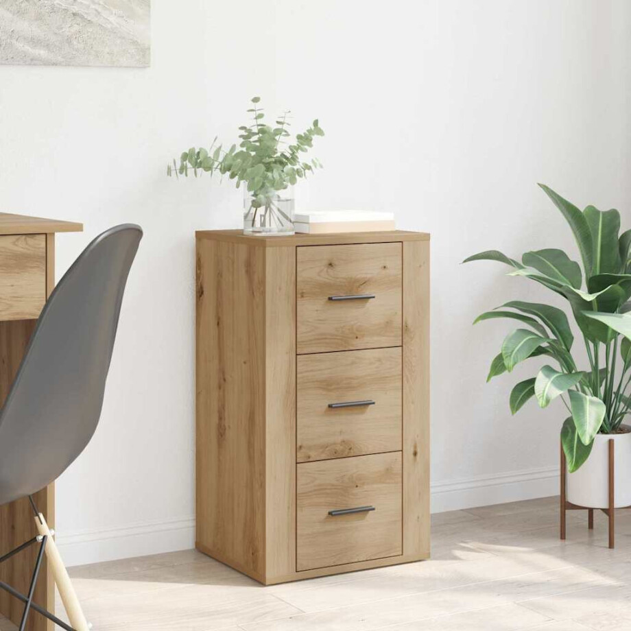 vidaXL Dressoir met lade Artisan Eiken 40 x 33 x 70 cm Bewerkt hout vidaXL Dressoir met lade Artisan Eiken 40 x 33 x 70 cm Bewerkt hout afbeelding 1