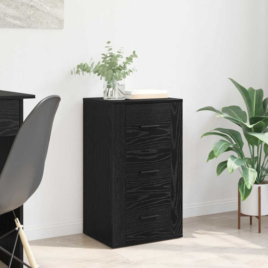 vidaXL Dressoir met lade Zwart Eiken 40 x 33 x 70 cm Bewerkt hout afbeelding 1