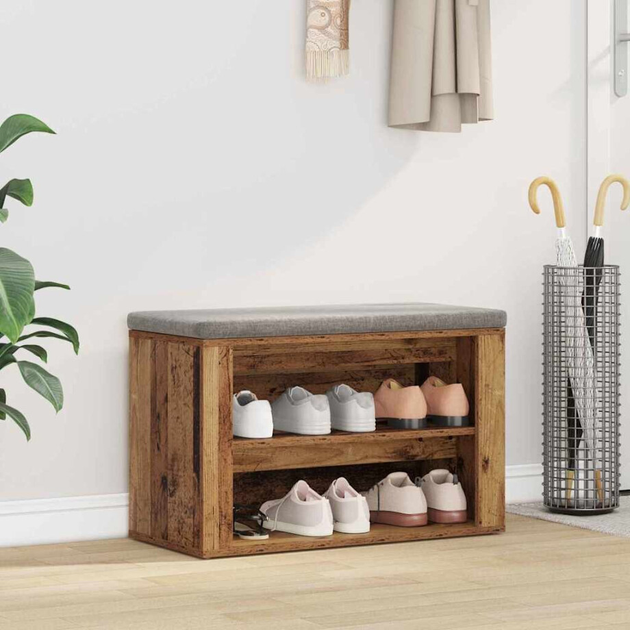 vidaXL Schoenenrek met plank Oud hout 75 x 35 x 45 cm Bewerkt hout vidaXL Schoenenrek met plank Oud hout 75 x 35 x 45 cm Bewerkt hout afbeelding 1