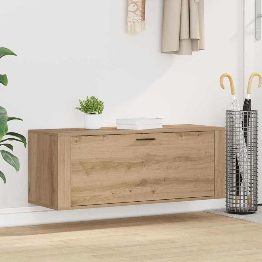 vidaXL Schoenenkast met plank artisanaal eikenkleurig 100 x 35 x 38 cm vidaXL Schoenenkast met plank artisanaal eikenkleurig 100 x 35 x 38 cm afbeelding 1