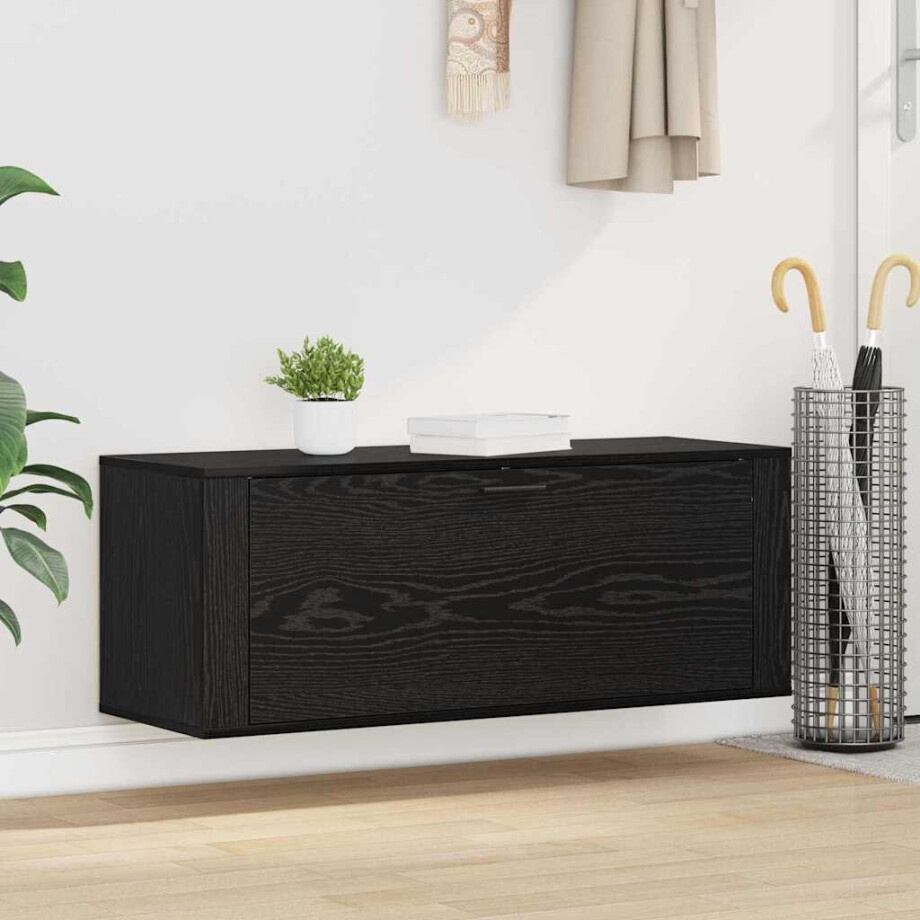 vidaXL Schoenenkast Zwart eiken 100 x 35 x 38 cm Bewerkt hout vidaXL Schoenenkast Zwart eiken 100 x 35 x 38 cm Bewerkt hout afbeelding 1