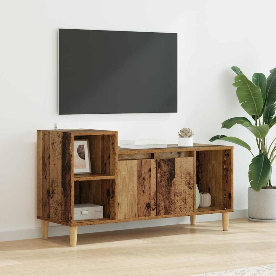 vidaXL TV-kast Oud Hout 100 x 35 x 55 cm Bewerkt hout afbeelding 1