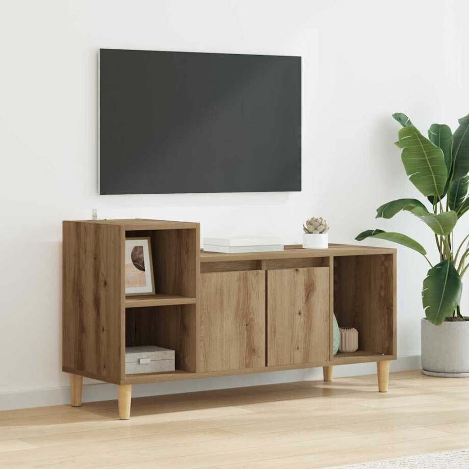 vidaXL TV-kast Artisan Eiken 100 x 35 x 55 cm Bewerkt hout afbeelding 1