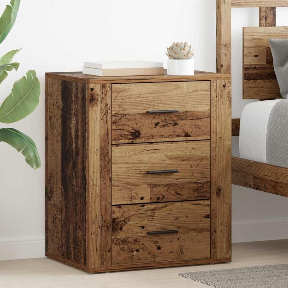 vidaXL Nachtkastje met lade Oudhout 35 x 50 x 60 cm Bewerkt hout vidaXL Nachtkastje met lade Oudhout 35 x 50 x 60 cm Bewerkt hout afbeelding 1
