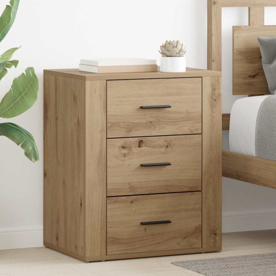 vidaXL Nachtkastje met lade Artisan Eiken 35 x 50 x 60 cm Bewerkt hout vidaXL Nachtkastje met lade Artisan Eiken 35 x 50 x 60 cm Bewerkt hout afbeelding 1