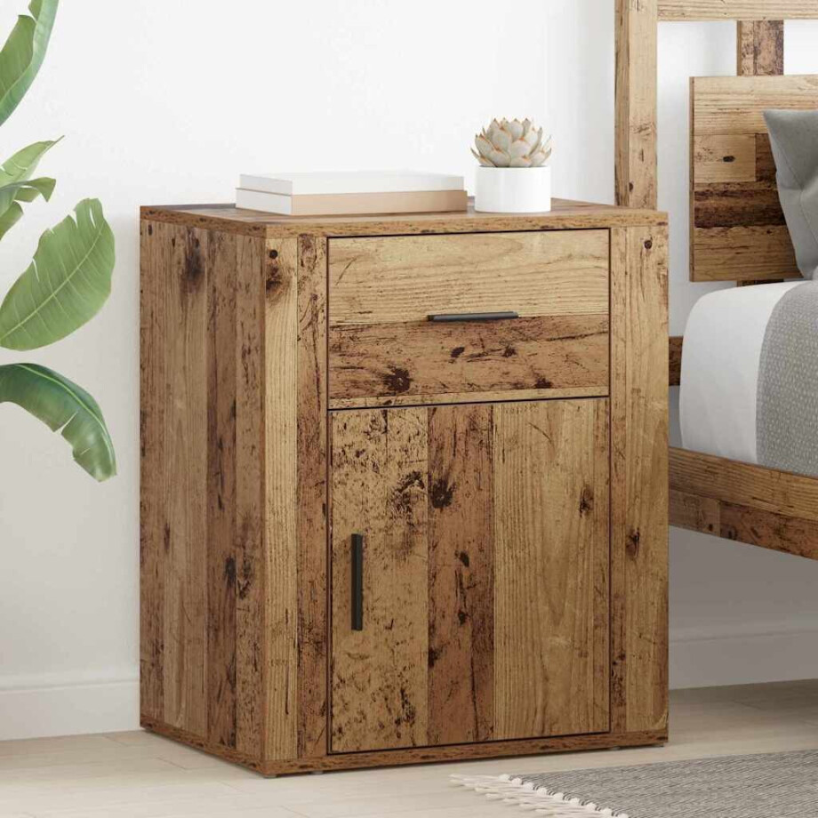 vidaXL Nachtkastje met lade Oudhout 35 x 50 x 60 cm Bewerkt hout vidaXL Nachtkastje met lade Oudhout 35 x 50 x 60 cm Bewerkt hout afbeelding 1