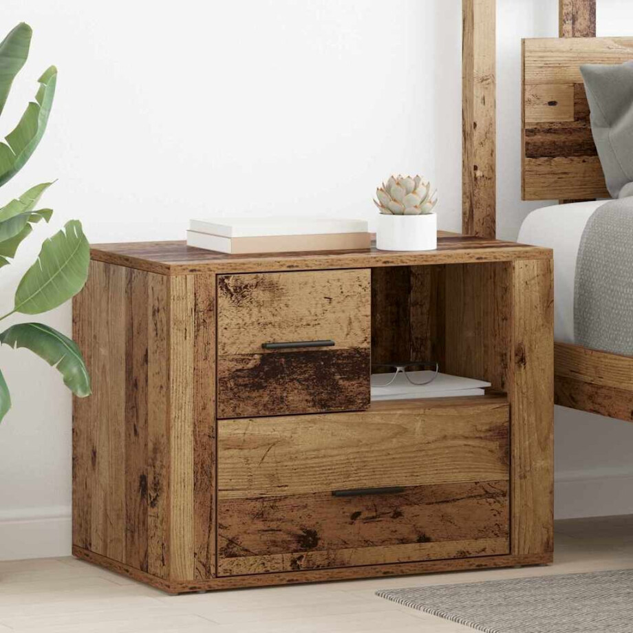 vidaXL Nachtkastje met lade Oudhout 35 x 60 x 50 cm Bewerkt hout vidaXL Nachtkastje met lade Oudhout 35 x 60 x 50 cm Bewerkt hout afbeelding 1