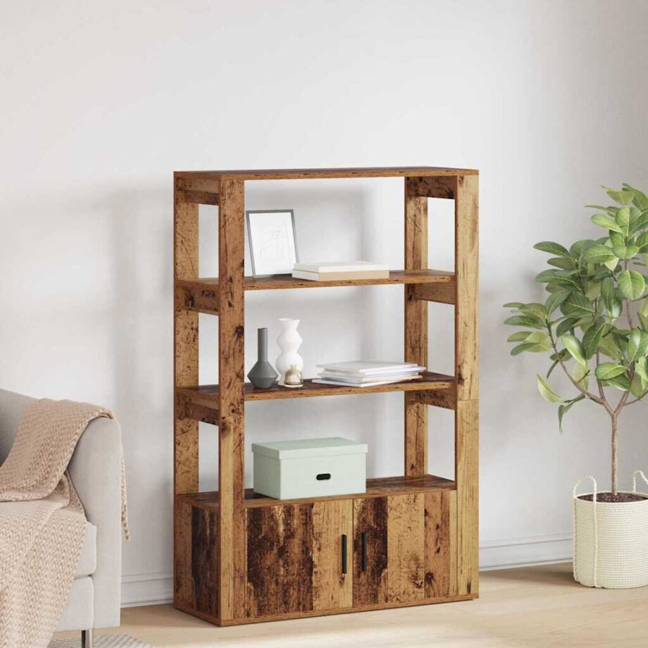 vidaXL Dressoir Oud hout 30 x 80 x 119,5 cm Bewerkt hout afbeelding 1