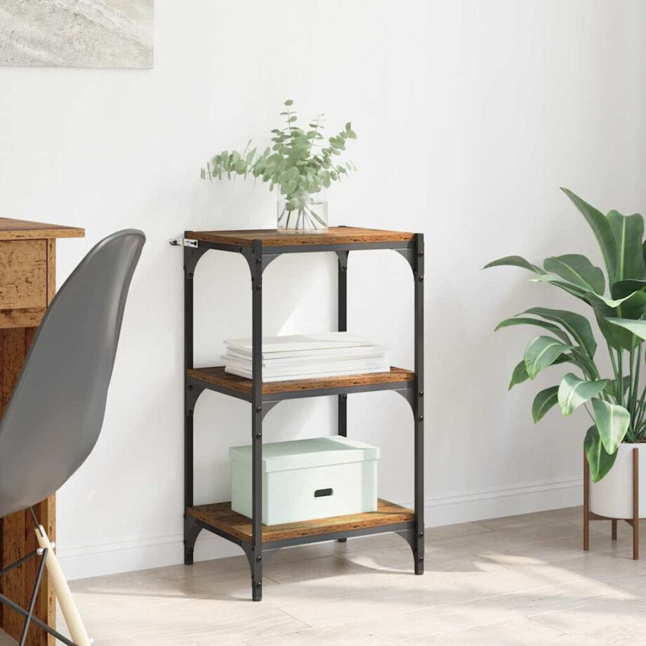 vidaXL Boekenkast Oud hout 40 x 33 x 70,5 cm Gemonteerd hout en ijzer afbeelding 1