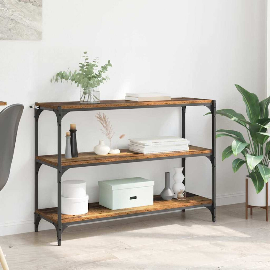 vidaXL Boekenkast Oud hout 100 x 33 x 70,5 cm Gemonteerd hout en ijzer afbeelding 1