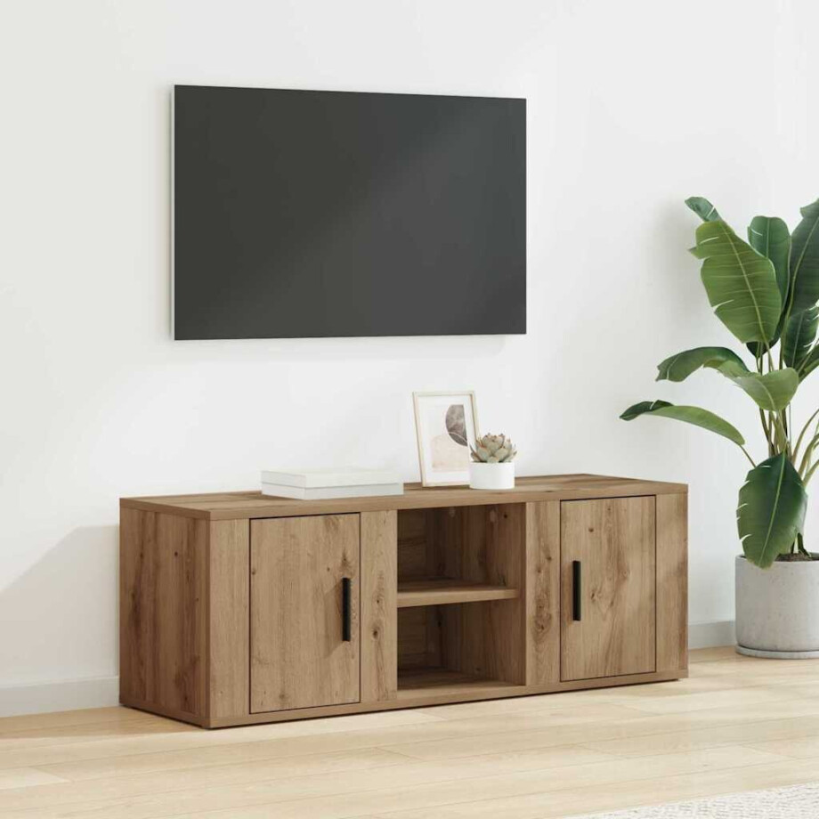vidaXL TV-kast Artisan Eiken 100 x 31,5 x 35 cm Bewerkt hout vidaXL TV-kast Artisan Eiken 100 x 31,5 x 35 cm Bewerkt hout afbeelding 1
