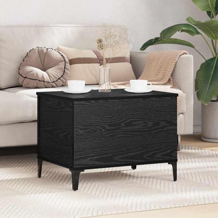 vidaXL Salontafel Zwart Eiken 60 x 44,5 x 45 cm Bewerkt hout afbeelding 1