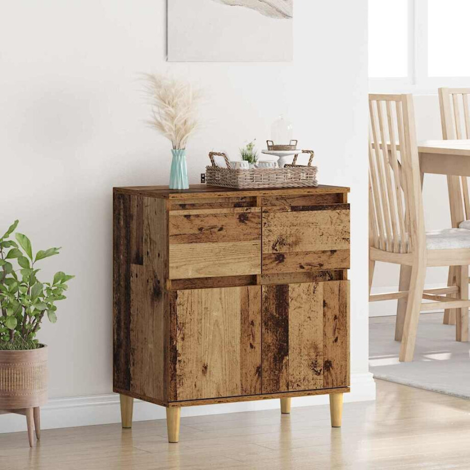 vidaXL Dressoir met lade Oud Hout 60 x 35 x 70 cm Bewerkt hout afbeelding 1