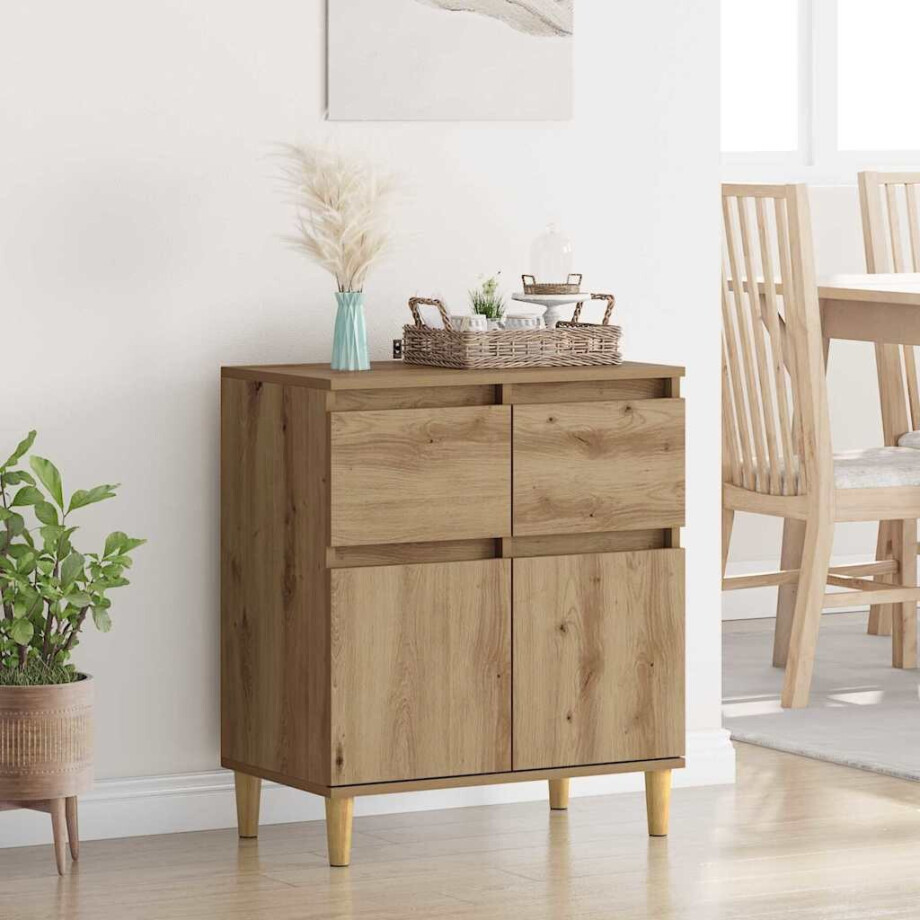 vidaXL Dressoir met lade Artisan Eiken 60 x 35 x 70 cm Bewerkt hout vidaXL Dressoir met lade Artisan Eiken 60 x 35 x 70 cm Bewerkt hout afbeelding 1