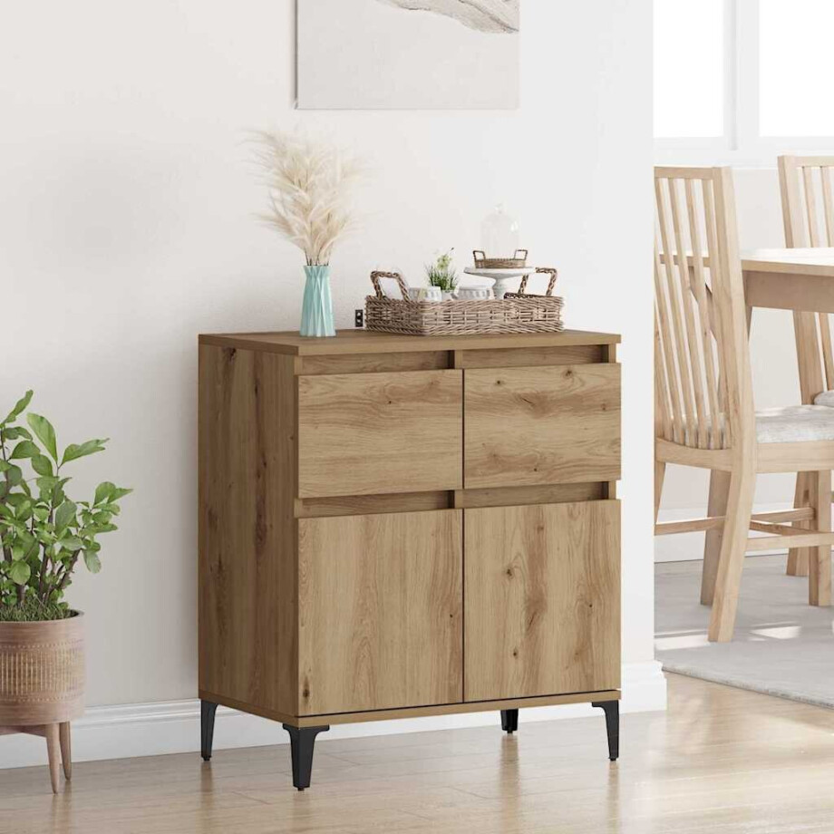 vidaXL Dressoir Artisan Eiken 60 x 35 x 70 cm Gemonteerd hout en ijzer vidaXL Dressoir Artisan Eiken 60 x 35 x 70 cm Gemonteerd hout en ijzer afbeelding 1