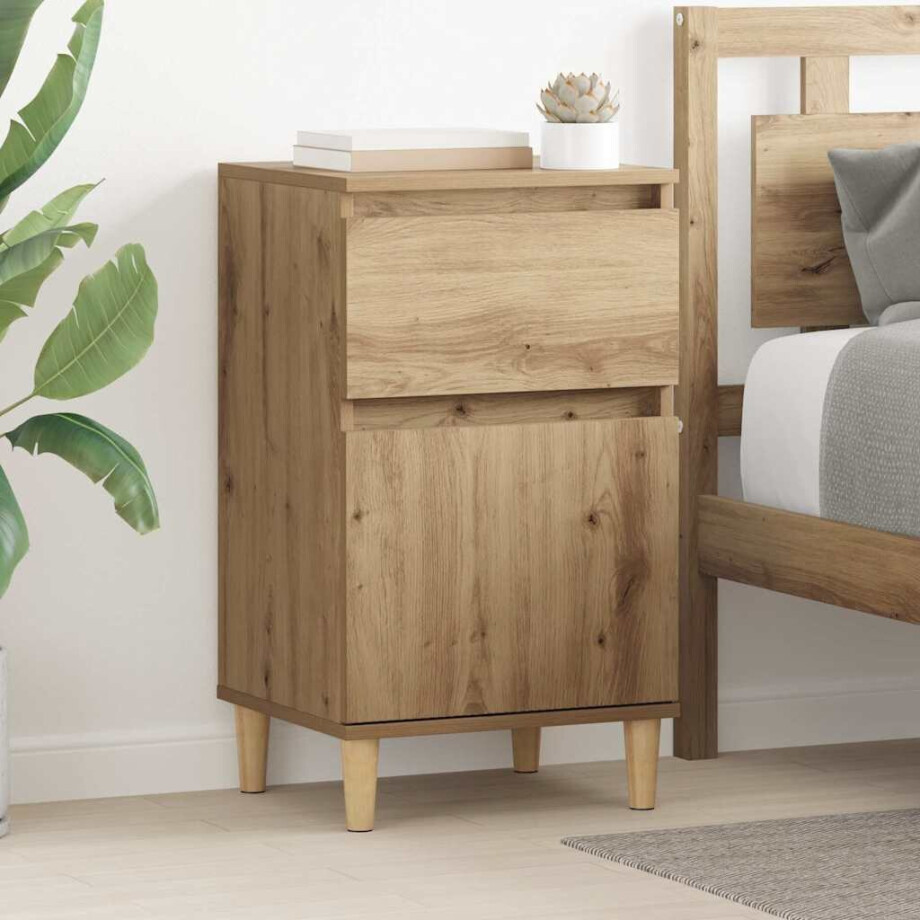 vidaXL Nachtkastje met lade Artisan Eiken 40 x 35 x 70 cm Bewerkt hout afbeelding 1