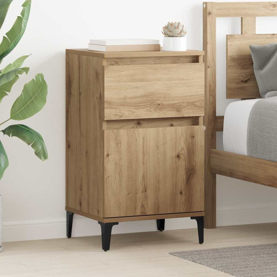 vidaXL Nachtkastje met lade Artisan Eiken 40 x 35 x 70 cm Bewerkt hout vidaXL Nachtkastje met lade Artisan Eiken 40 x 35 x 70 cm Bewerkt hout afbeelding 1