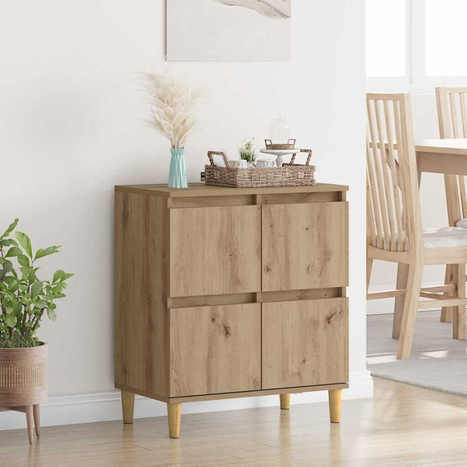 vidaXL Dressoir Artisan Eiken 60 x 35 x 70 cm Bewerkt hout vidaXL Dressoir Artisan Eiken 60 x 35 x 70 cm Bewerkt hout afbeelding 1