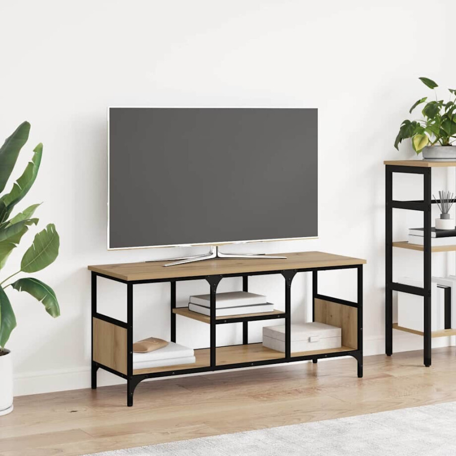 vidaXL TV-kast Artisan Eiken 100 x 35 x 45 cm Gemonteerd hout en ijzer afbeelding 1