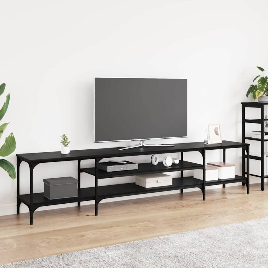 vidaXL TV-kast Zwart Eiken 201 x 35 x 45 cm Gemonteerd hout en ijzer vidaXL TV-kast Zwart Eiken 201 x 35 x 45 cm Gemonteerd hout en ijzer afbeelding 1