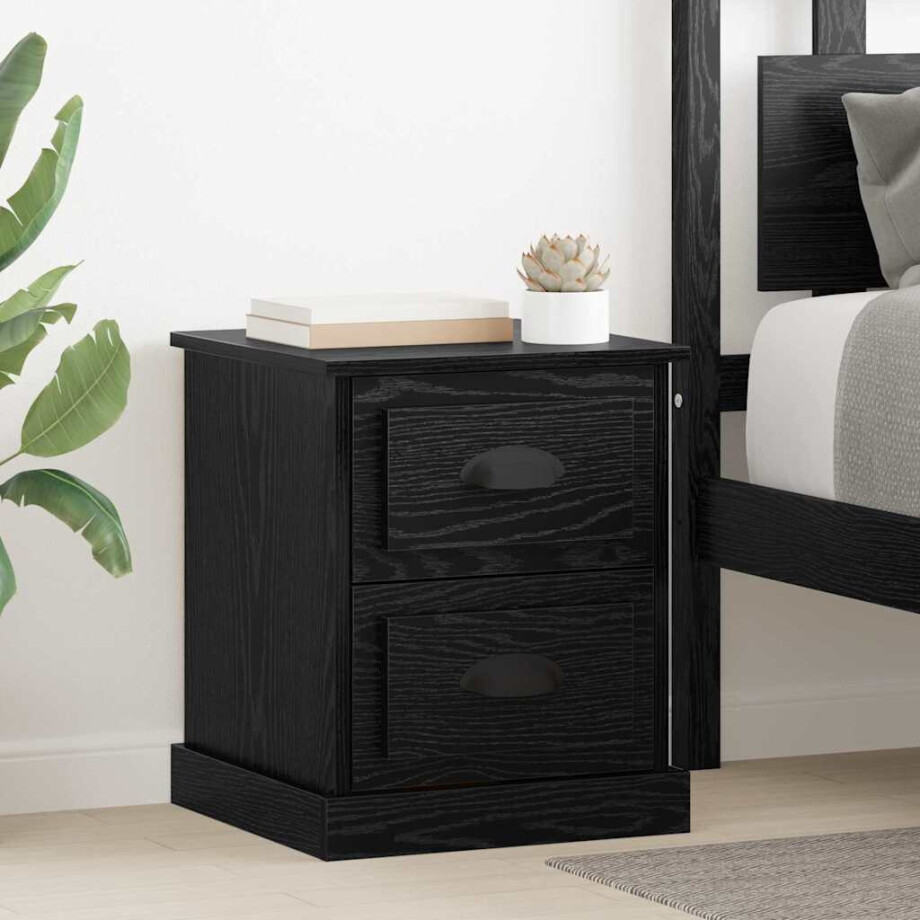 vidaXL Nachtkastje 2 pcs Zwart Eiken 39 x 39 x 47.5 cm Bewerkt hout vidaXL Nachtkastje 2 pcs Zwart Eiken 39 x 39 x 47.5 cm Bewerkt hout afbeelding 1