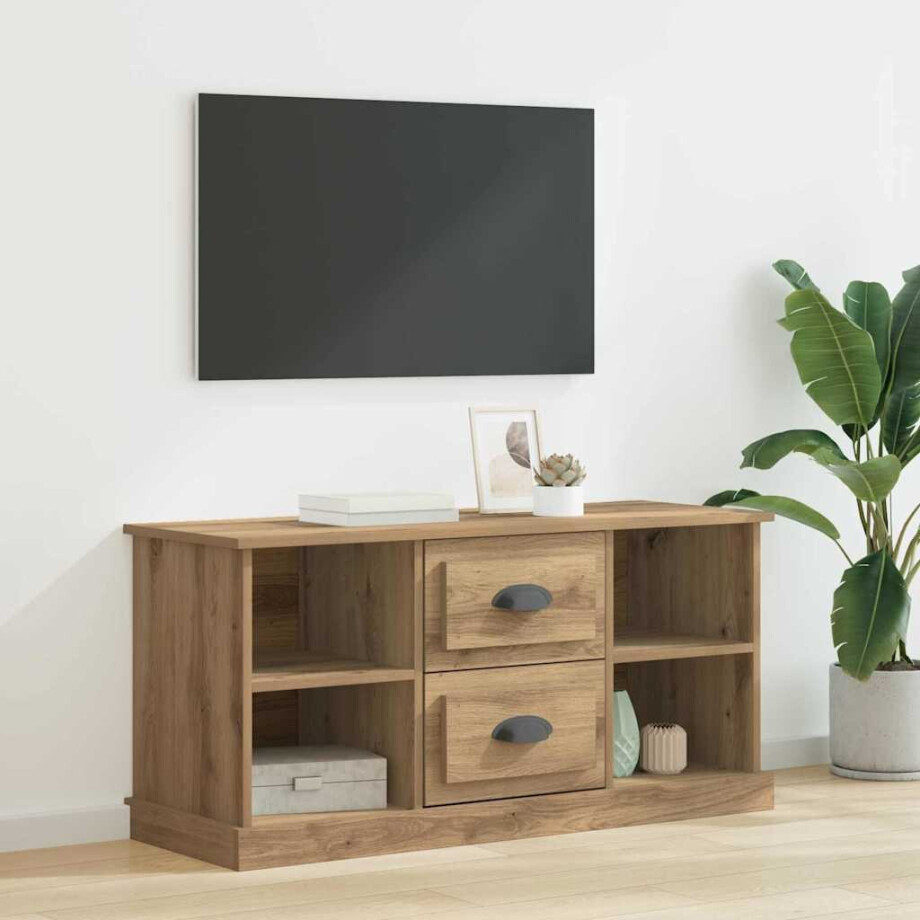vidaXL TV-kast met lade Artisan Eiken 99,5 x 35,5 x 48 cm Bewerkt hout vidaXL TV-kast met lade Artisan Eiken 99,5 x 35,5 x 48 cm Bewerkt hout afbeelding 1