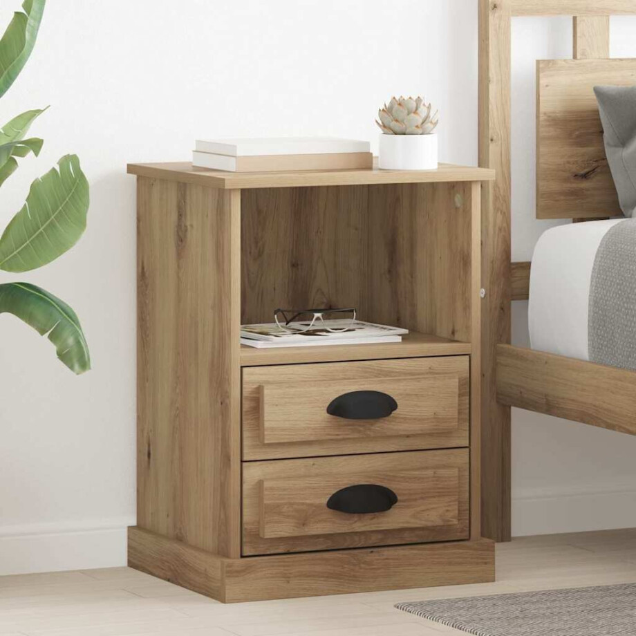 vidaXL Nachtkastje 2 pcs Artisan Eiken 36 x 43 x 60 cm Bewerkt hout afbeelding 1
