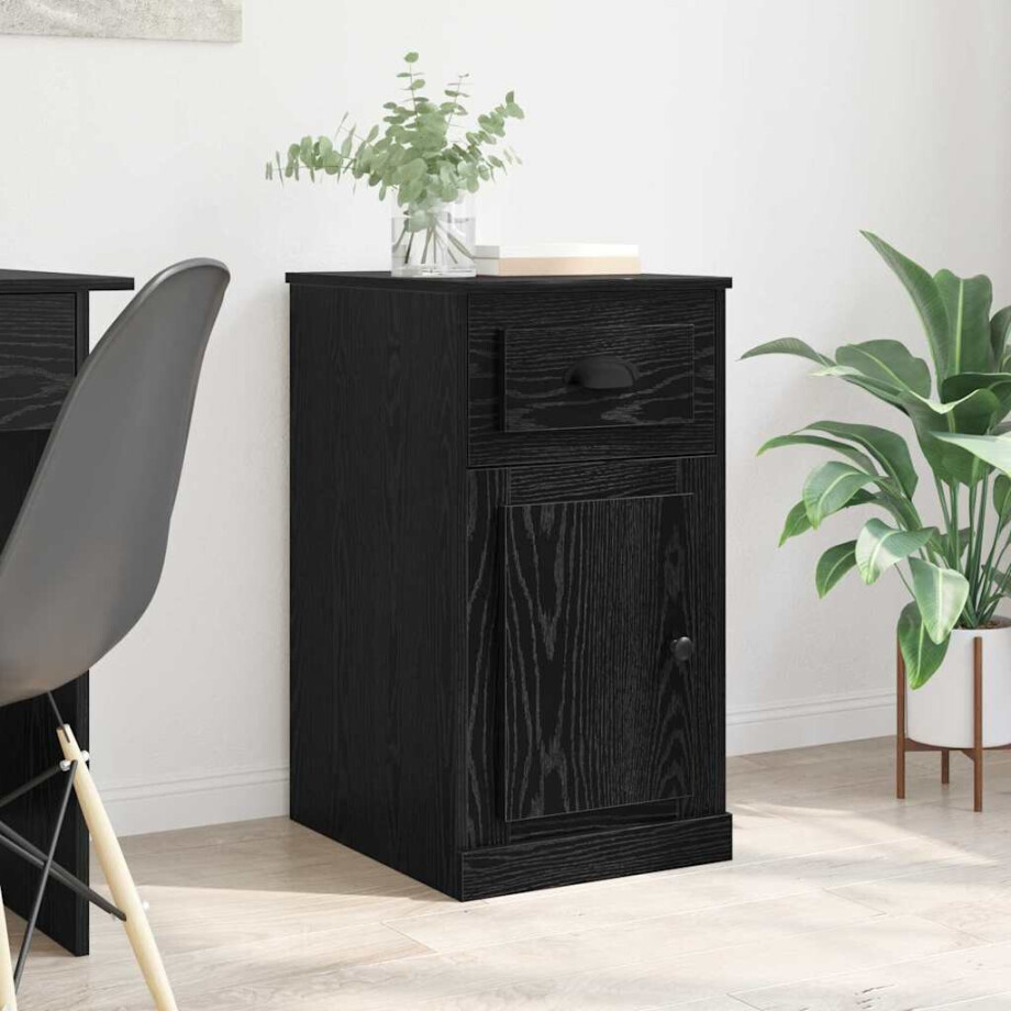 vidaXL Bijzetkast Zwart Eiken 40 x 50 x 75 cm Bewerkt hout vidaXL Bijzetkast Zwart Eiken 40 x 50 x 75 cm Bewerkt hout afbeelding 1