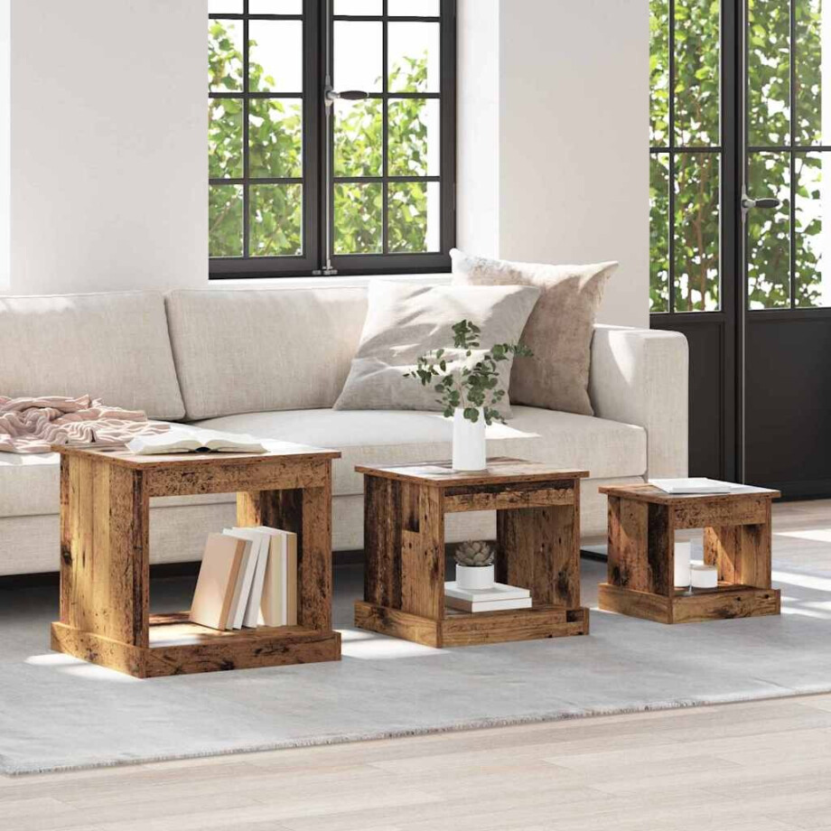 vidaXL Salontafel 3 pcs Oud Hout Bewerkt hout vidaXL Salontafel 3 pcs Oud Hout Bewerkt hout afbeelding 1