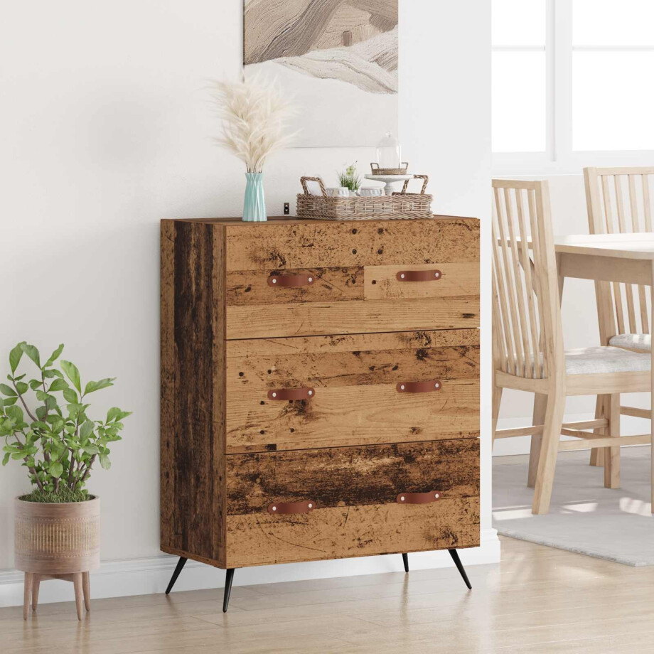 vidaXL Ladekast met lade Oudhout 69,5 x 34 x 90 cm Geconstrueerd hout vidaXL Ladekast met lade Oudhout 69,5 x 34 x 90 cm Geconstrueerd hout afbeelding 1