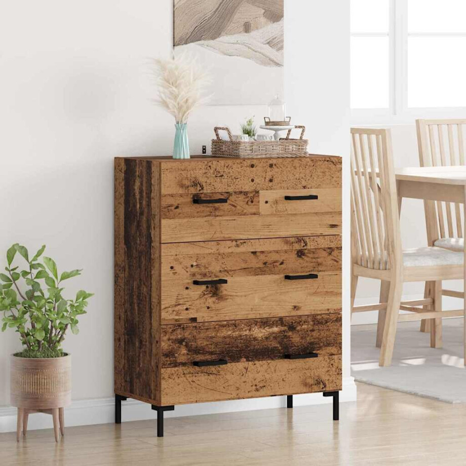 vidaXL Dressoir Oud Hout 69,5 x 34 x 90 cm Gemonteerd hout en ijzer afbeelding 1