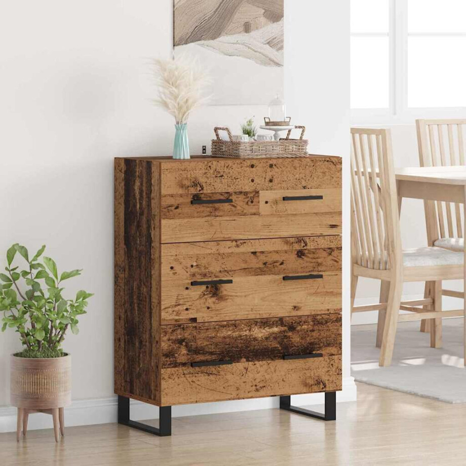 vidaXL Dressoir Oud Hout 69,5 x 34 x 90 cm Gemonteerd hout en ijzer afbeelding 1