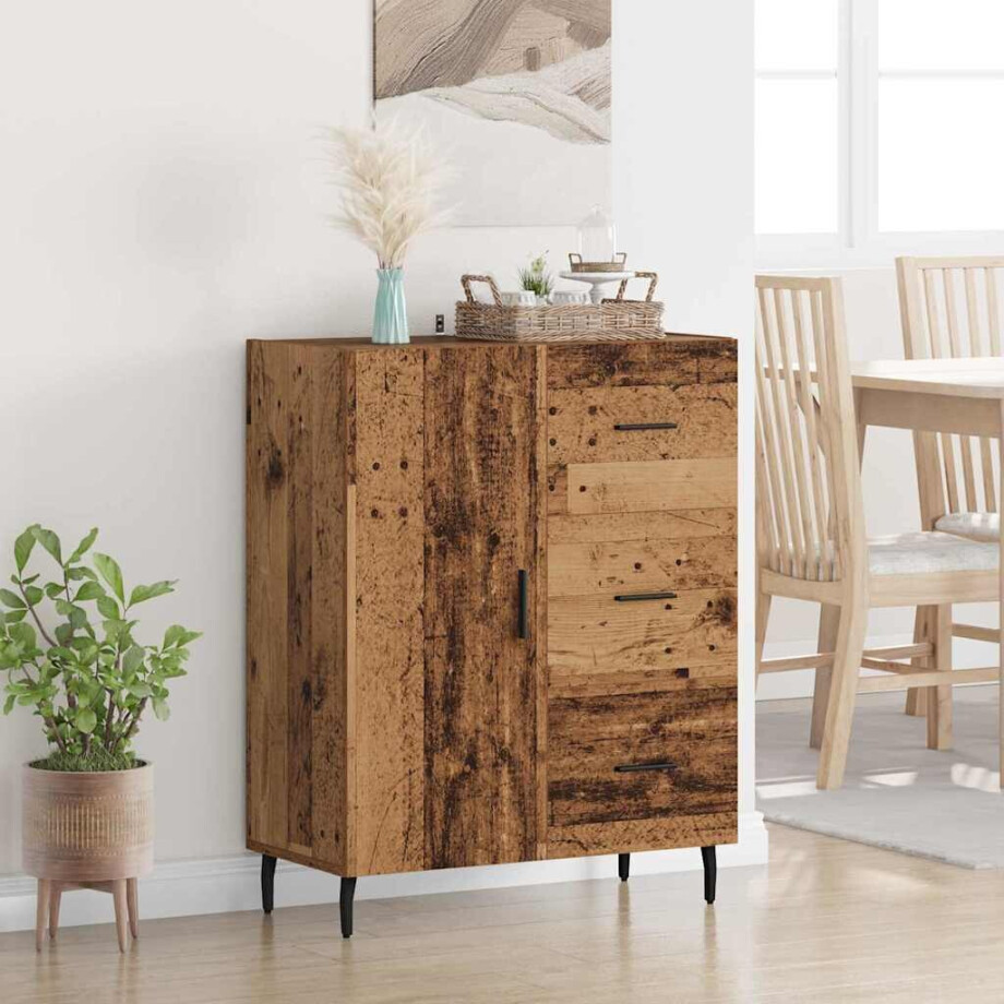 vidaXL Dressoir Oud Hout 69,5 x 34 x 90 cm Gemonteerd hout en ijzer afbeelding 1