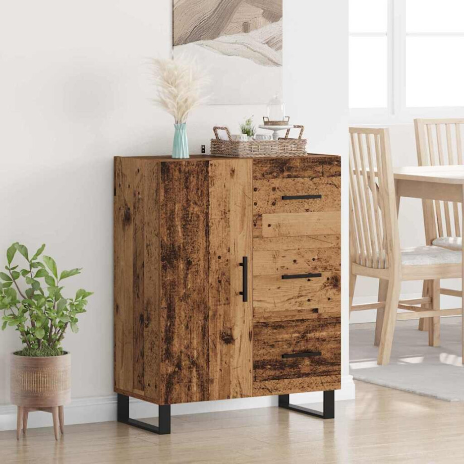 vidaXL Dressoir Oud Hout 69,5 x 34 x 90 cm Gemonteerd hout en ijzer afbeelding 1