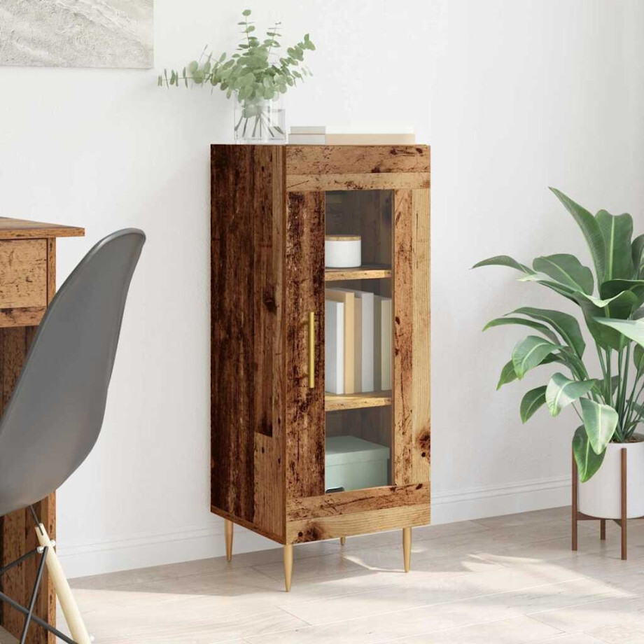 vidaXL Dressoir Oud hout 34 x 34.5 x 90 cm Bewerkt hout vidaXL Dressoir Oud hout 34 x 34.5 x 90 cm Bewerkt hout afbeelding 1