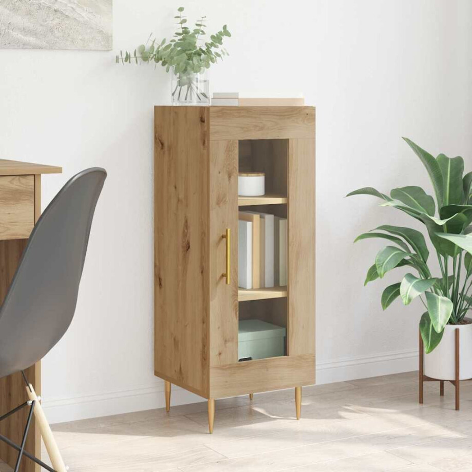 vidaXL Dressoir artisanaal eikenkleurig 34 x 34.5 x 90 cm Bewerkt hout afbeelding 1