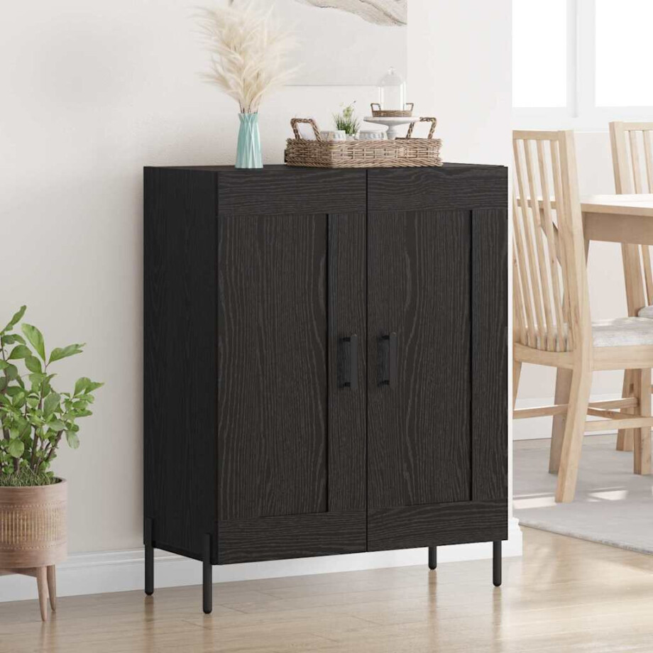 vidaXL Dressoir Zwart Eiken 69,5 x 34 x 90 cm Gemonteerd hout en ijzer vidaXL Dressoir Zwart Eiken 69,5 x 34 x 90 cm Gemonteerd hout en ijzer afbeelding 1