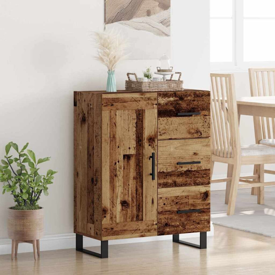 vidaXL Dressoir Oud Hout 69,5 x 34 x 90 cm Gemonteerd hout en ijzer afbeelding 1