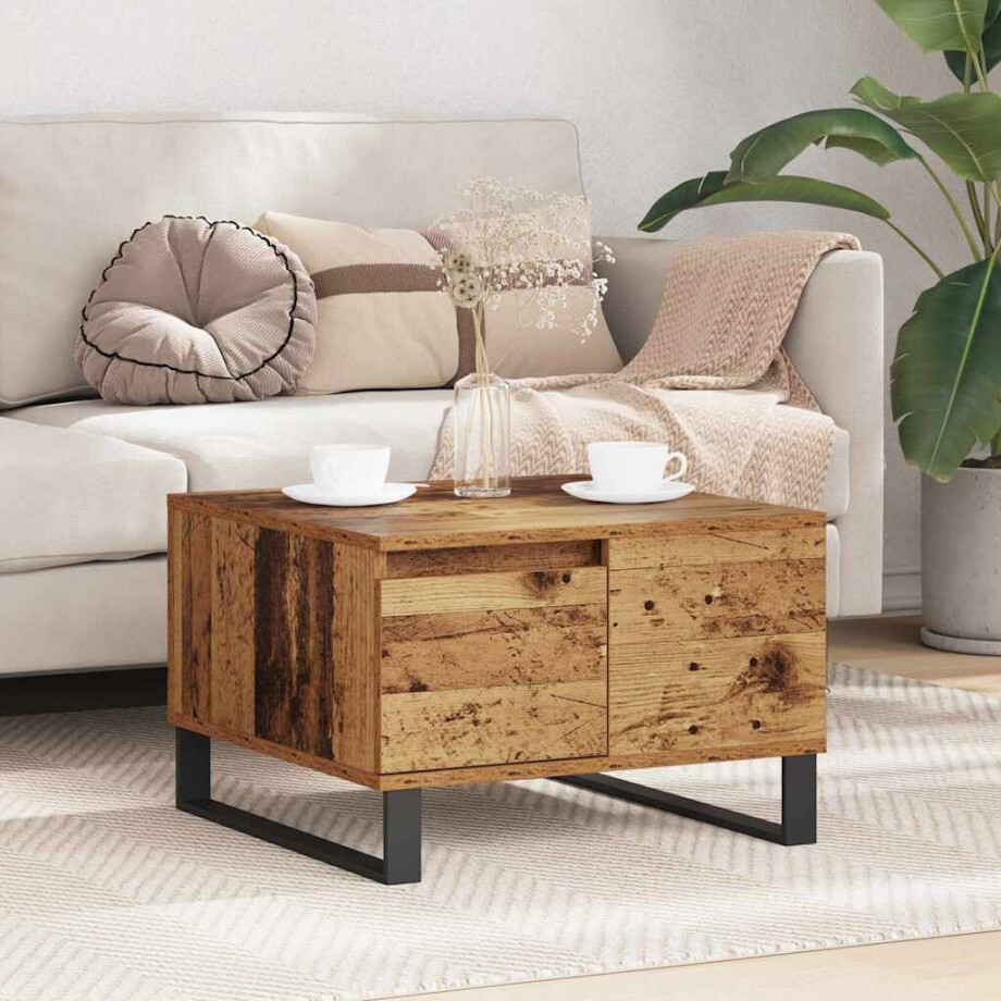 vidaXL Salontafel met lade Oud Hout 55 x 55 x 36,5 cm Bewerkt hout vidaXL Salontafel met lade Oud Hout 55 x 55 x 36,5 cm Bewerkt hout afbeelding 1