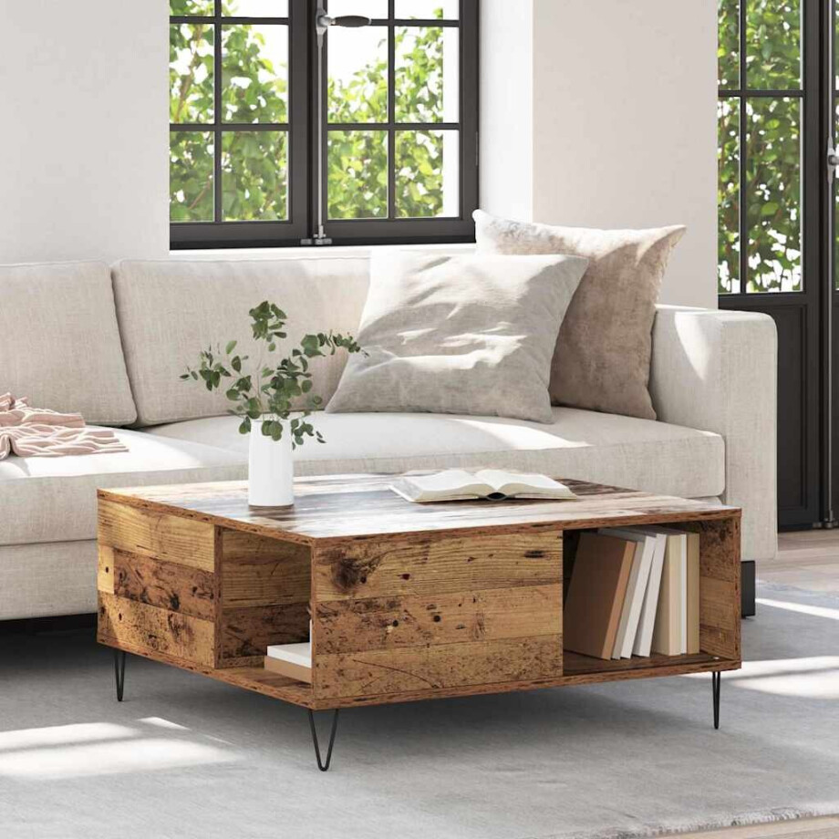 vidaXL Salontafel Oud Hout 80 x 80 x 36,5 cm Bewerkt hout vidaXL Salontafel Oud Hout 80 x 80 x 36,5 cm Bewerkt hout afbeelding 1